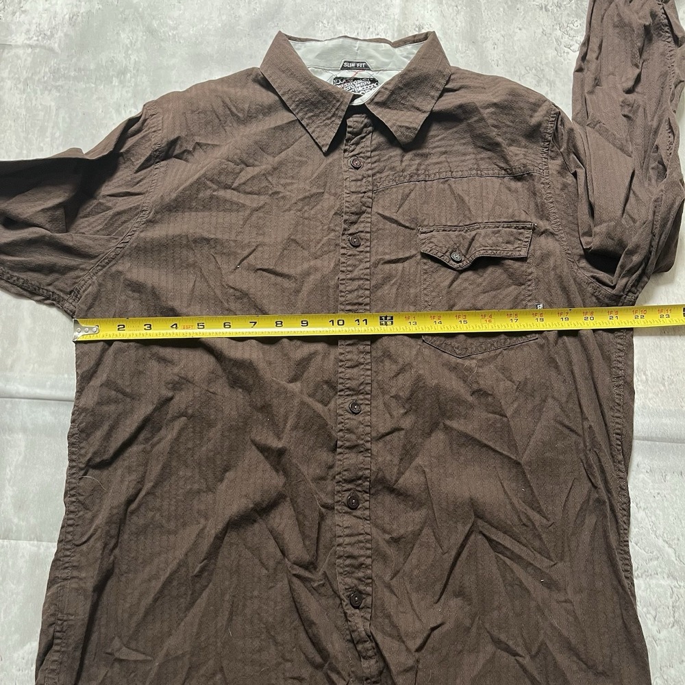 Billabong Men's Button Down Long Sleeve Shirt Size XL Brown Striped - Picture 4 of 8